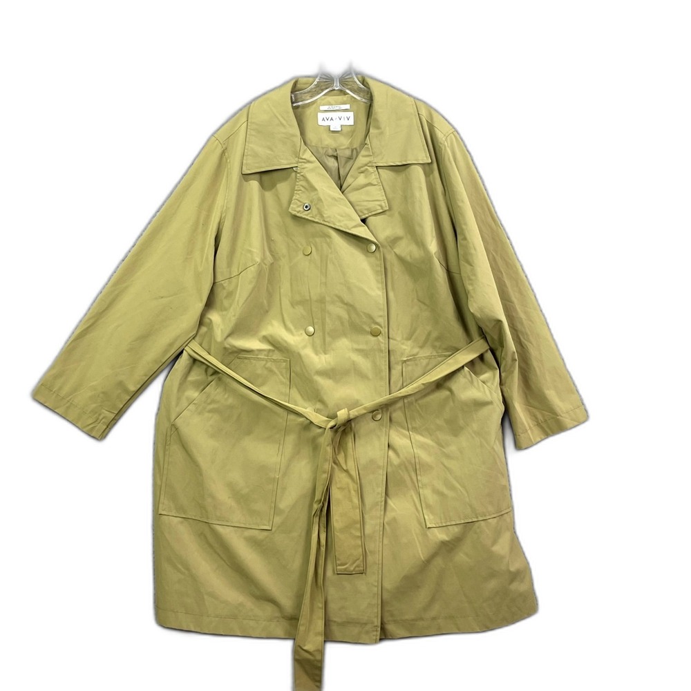 Ava & Viv Trench Coat Women 1X Snap Front Belted Waist Classic Academia Corpcore